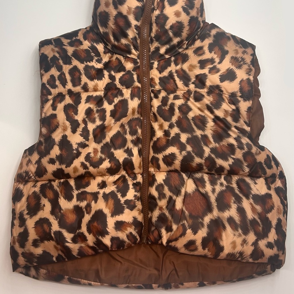 Leopard Print Puffer Vest